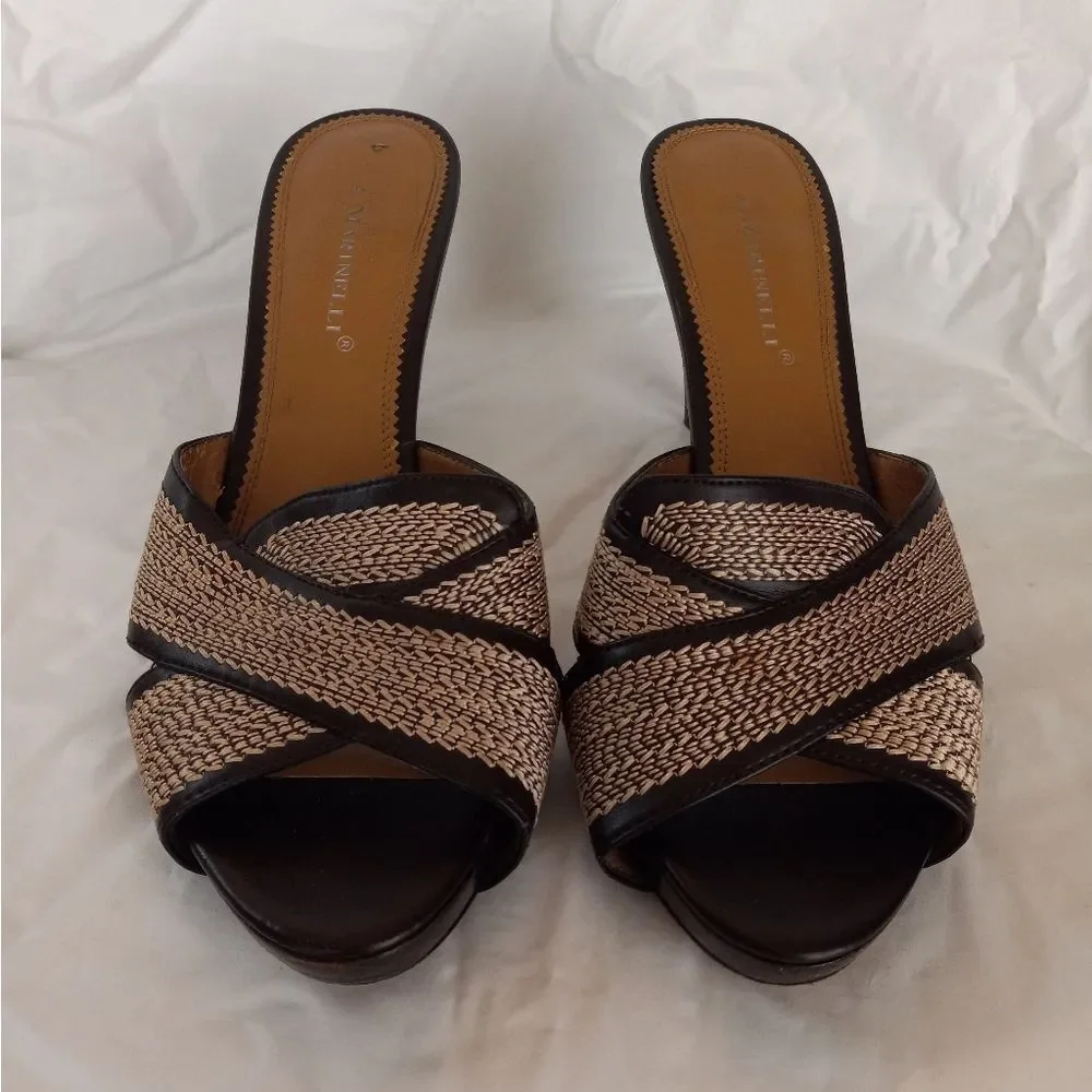 A. Marinelli Size 8M Brown Slides Synthetic Women Sandal Shoes